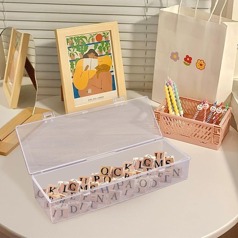 2x Large Plastic Storage Container Box Hinged Lid Crafts Markers Pens Pencils gallery
