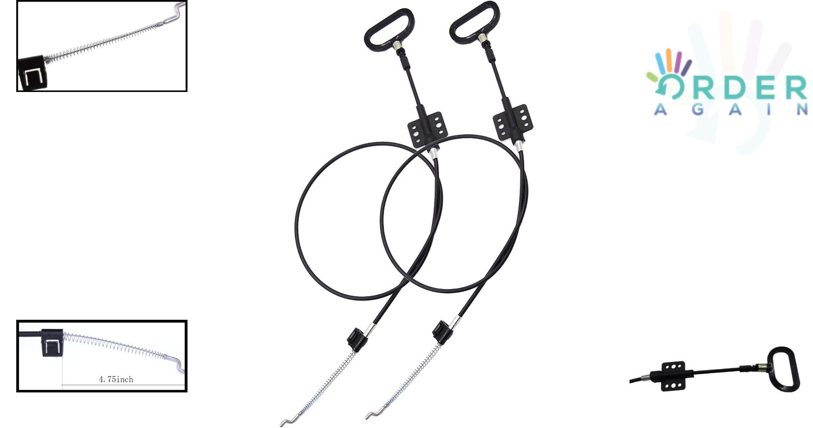 Recliner Release Cable Set Black Alloy Steel 36.5" Length S Hook Handles gallery