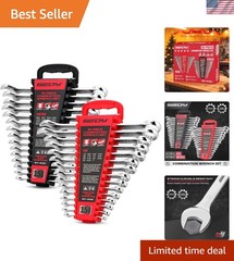 30-Piece Combination Wrench Set – Open End Wrench Set with Organizer Professi…