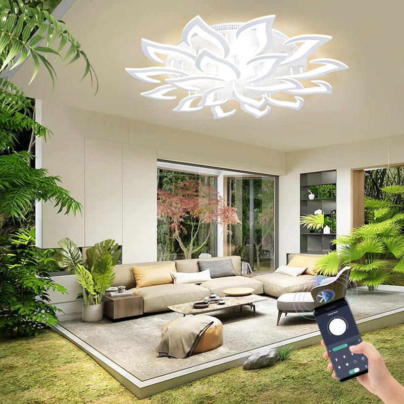 Ceiling Light Dimmable Modern Embedded LED Chandelier Metal Acrylic Petal Ceilin gallery