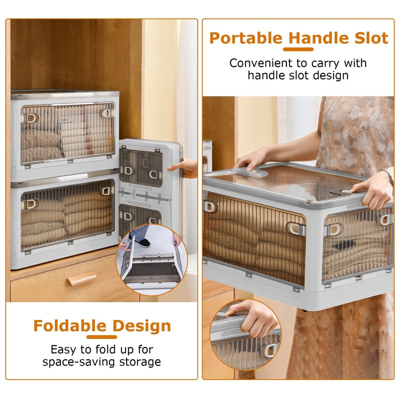 Foldable Storage Bins with Lids Stackable Bins for Closet Organizer with 4 Doors gallery