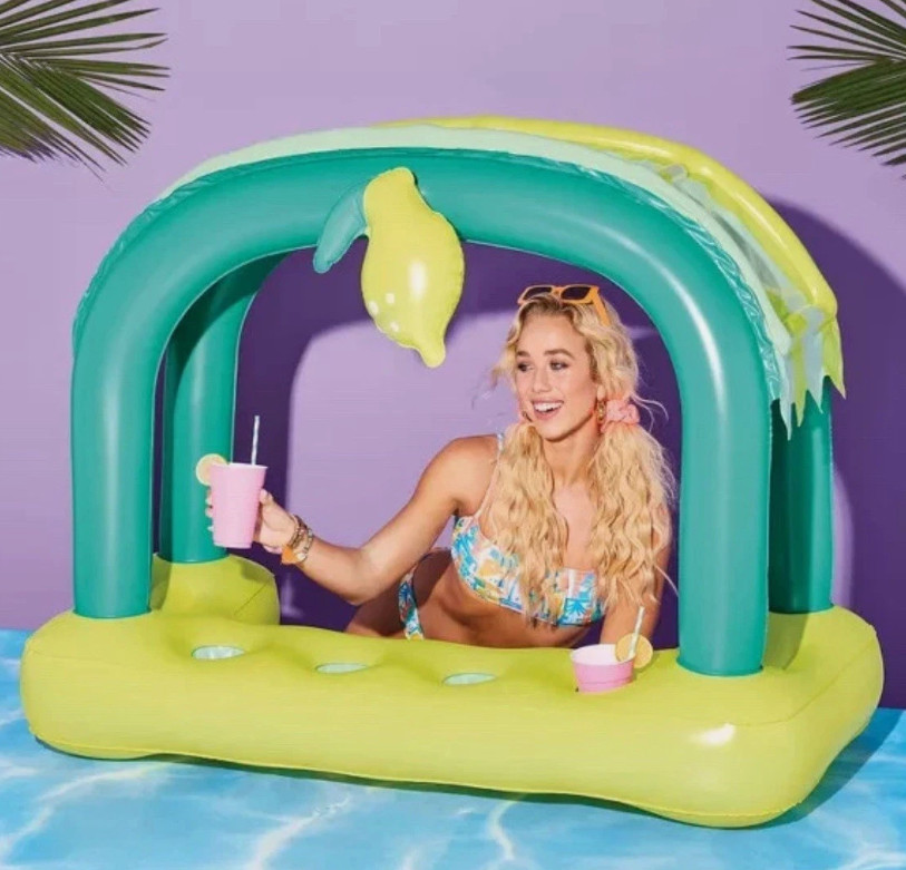 Sun Squad Inflatable Pool Cabana Float w/ Serving Station 4 Cup Holders New A16 gallery
