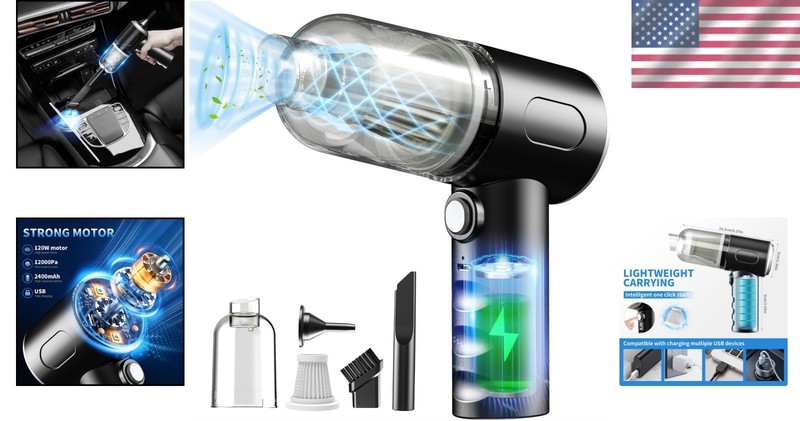 Compact USB Rechargeable Handheld Vacuum - Perfect for Pet Hair & Car Clean gallery
