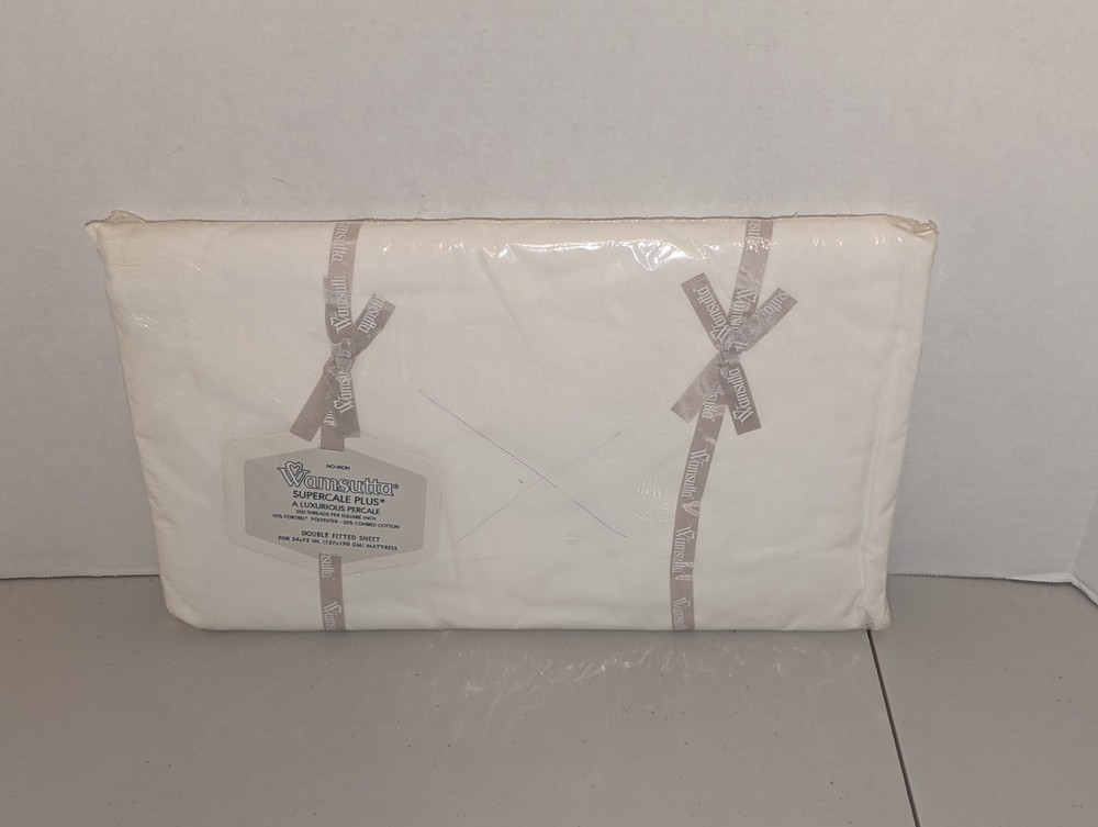 NOS Wamsutta Supercale Plus Double Fitted Sheet White 200 Thread Count