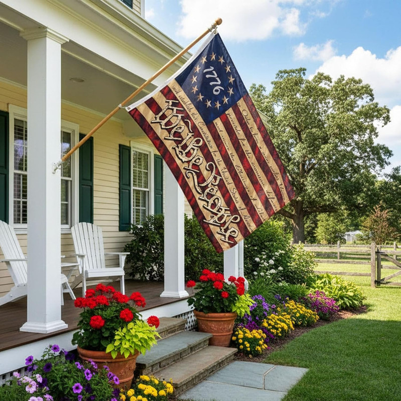 We the People Flag 1776 Betsy Ross Flags 3X5 Feet Tea Stained 13 Star Colonies P gallery