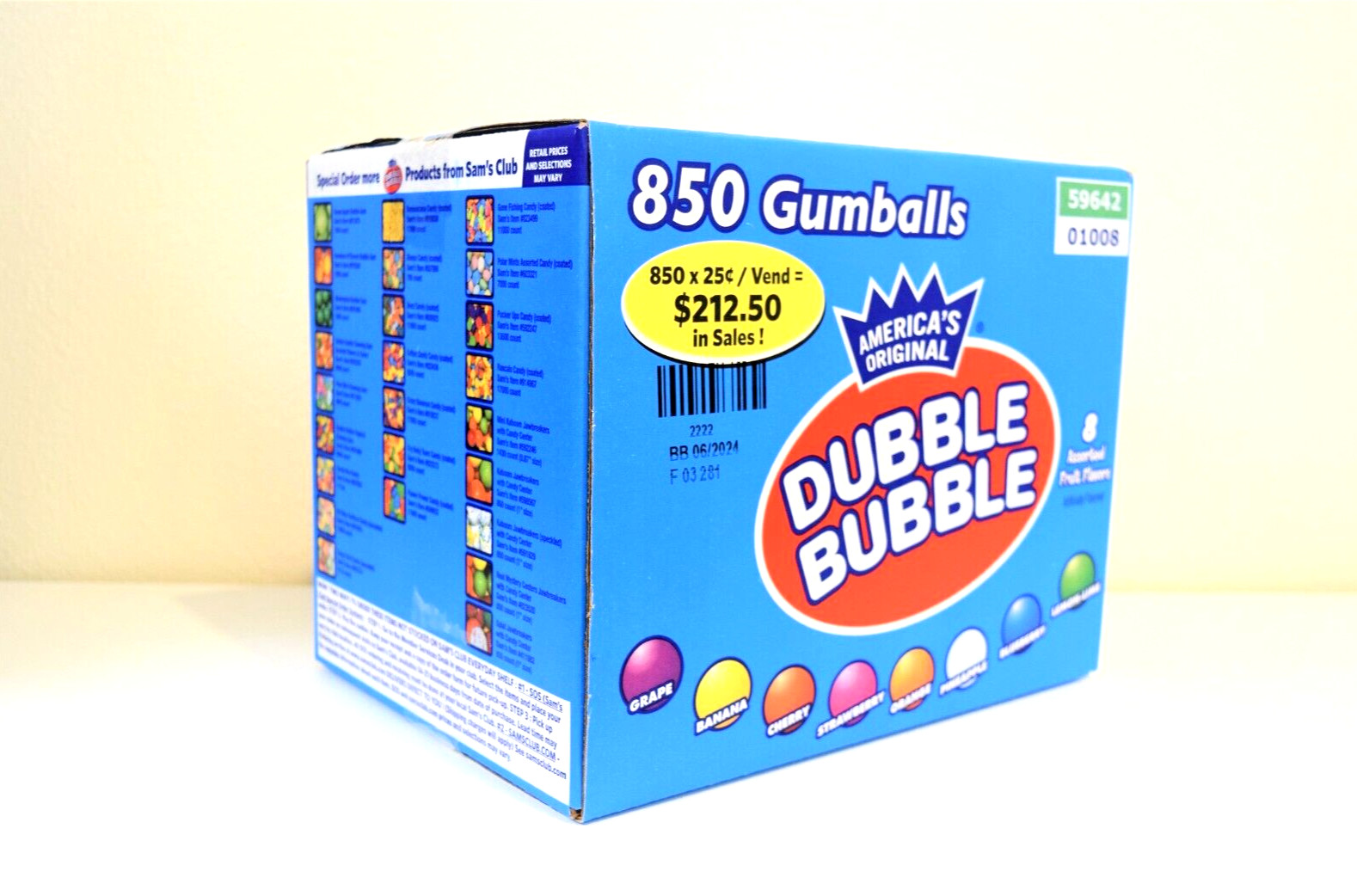 Dubble Bubble Fresh Gumballs Box 1" Inch (850 ct.) 16 LBS Bulk Vending FREE SHIP gallery