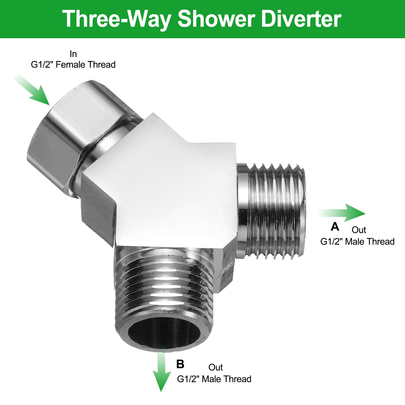 G1/2" Diverter Valve 3 Way, Y Adapter Connector for Angle Valve Hose (58mm) gallery