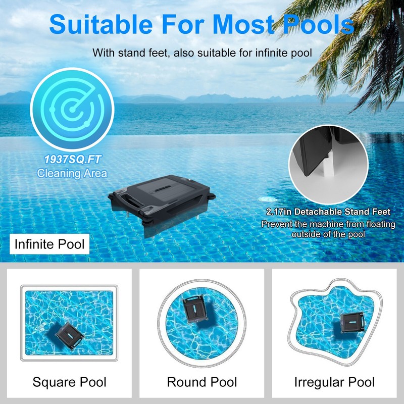 Solar Powered Robotic Pool Skimmer Swimming Pool Surface 2 Modes Surface &APP gallery