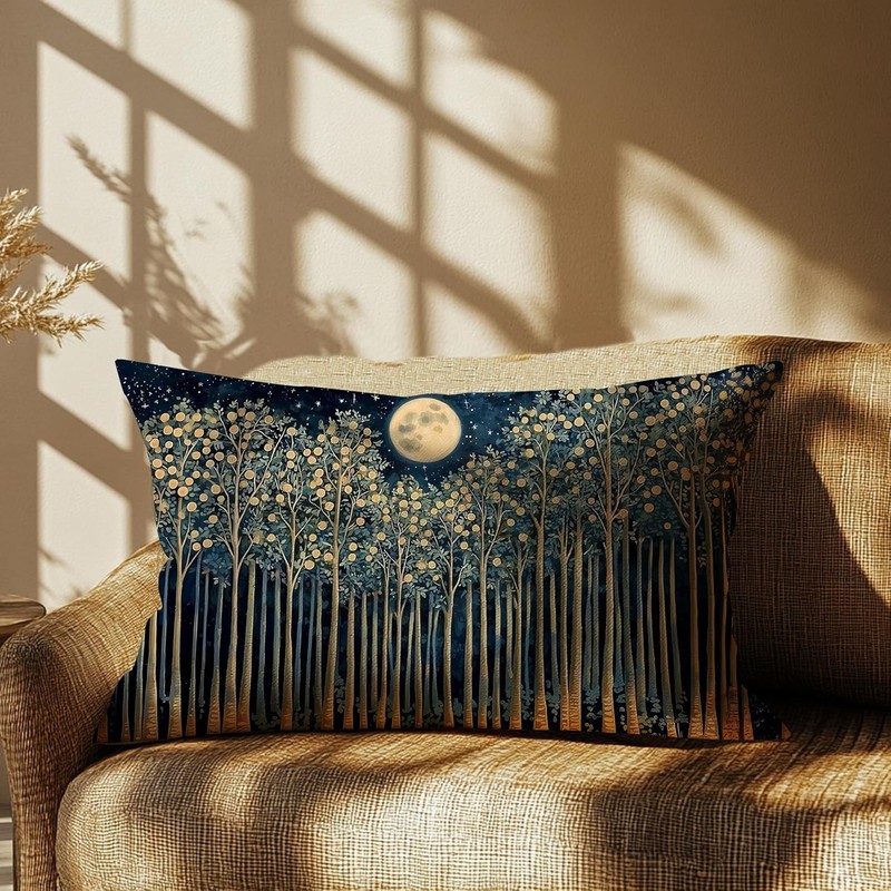 Rustic William Morris Night Moon Forest Green Decor Pillow Covers 12x20,Vintage gallery