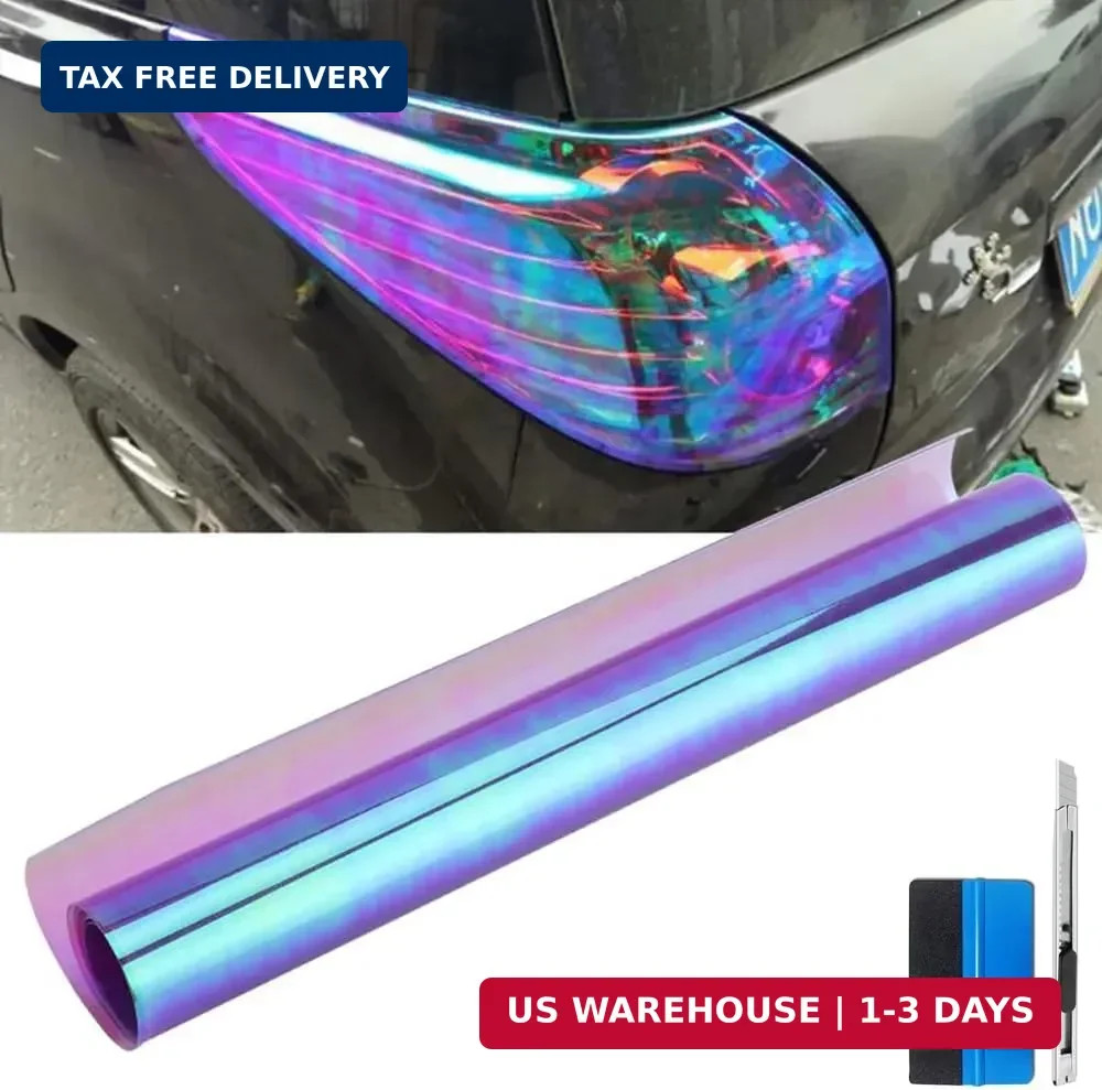 LZLRUN 12 by 48 inches Self Adhesive Auto Car Tint Chrome Chameleon Headlight Ta gallery