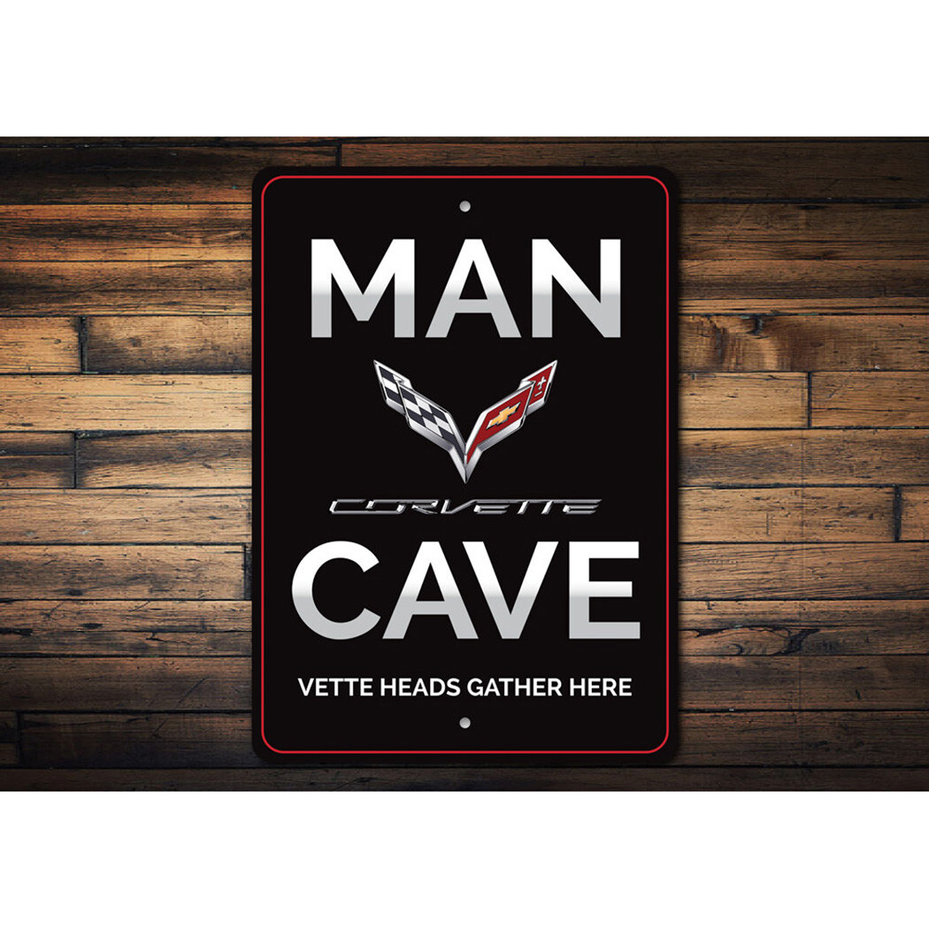 CORVETTE Man Cave Sign Custom Chevy Metal Race Team Garage Plaque Wall Decor gallery