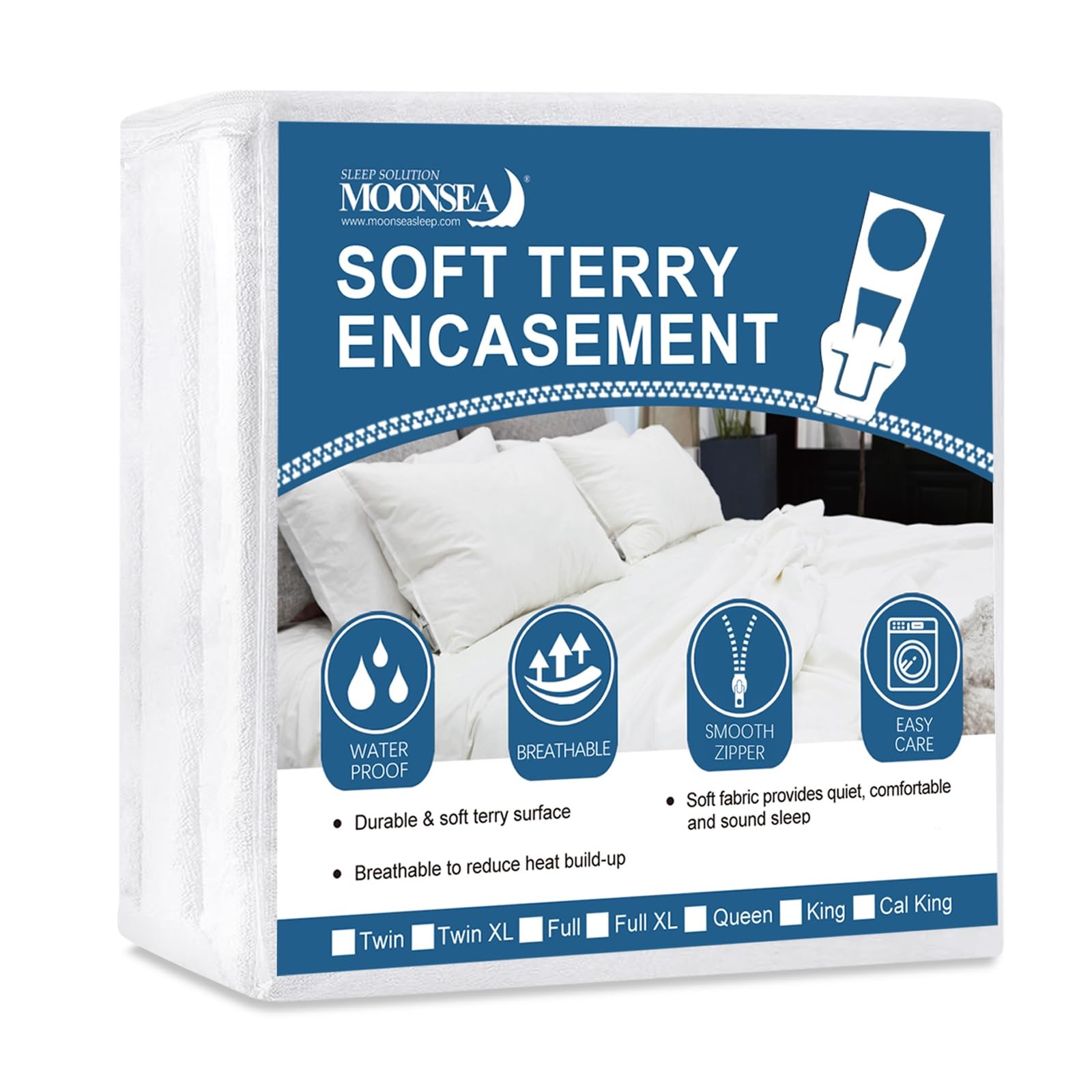Moonsea Full Size Mattress Protector Zippered, Soft Terry Surface Mattress C... gallery