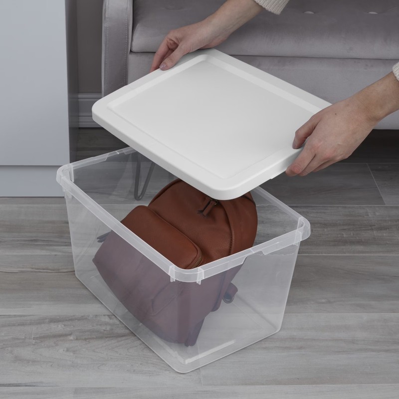Sterilite 20 Quart Small Storage Bin Plastic Container with Snap On Lid 2pk gallery