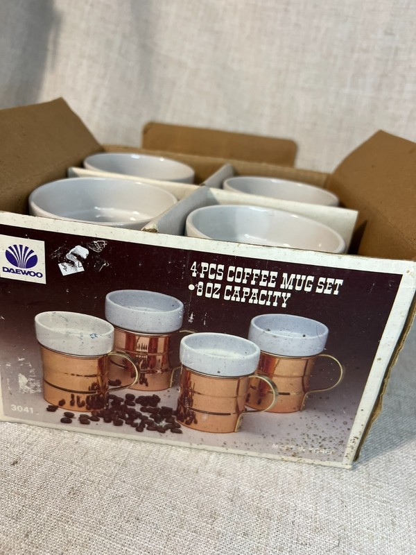 DAEWOO 4 COPPER/CERAMIC COFFEE MUG SET~Glasses*Tumblers gallery