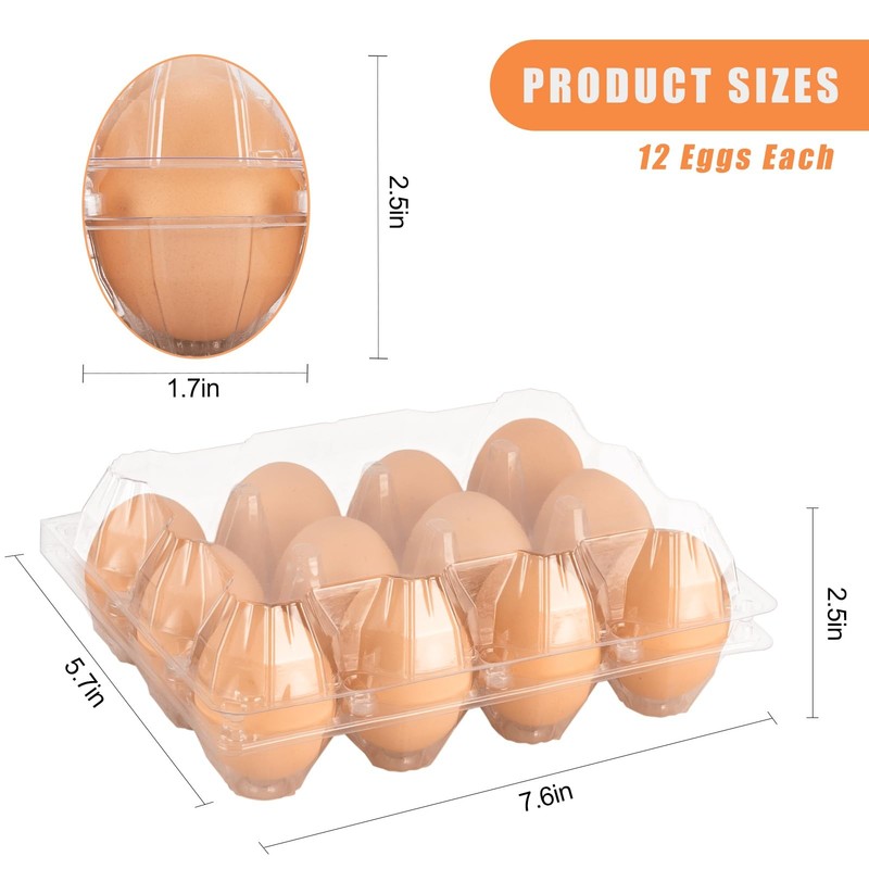 100 Pack Clear Plastic Egg Cartons, Reusable Stackable Egg Containers for Far... gallery