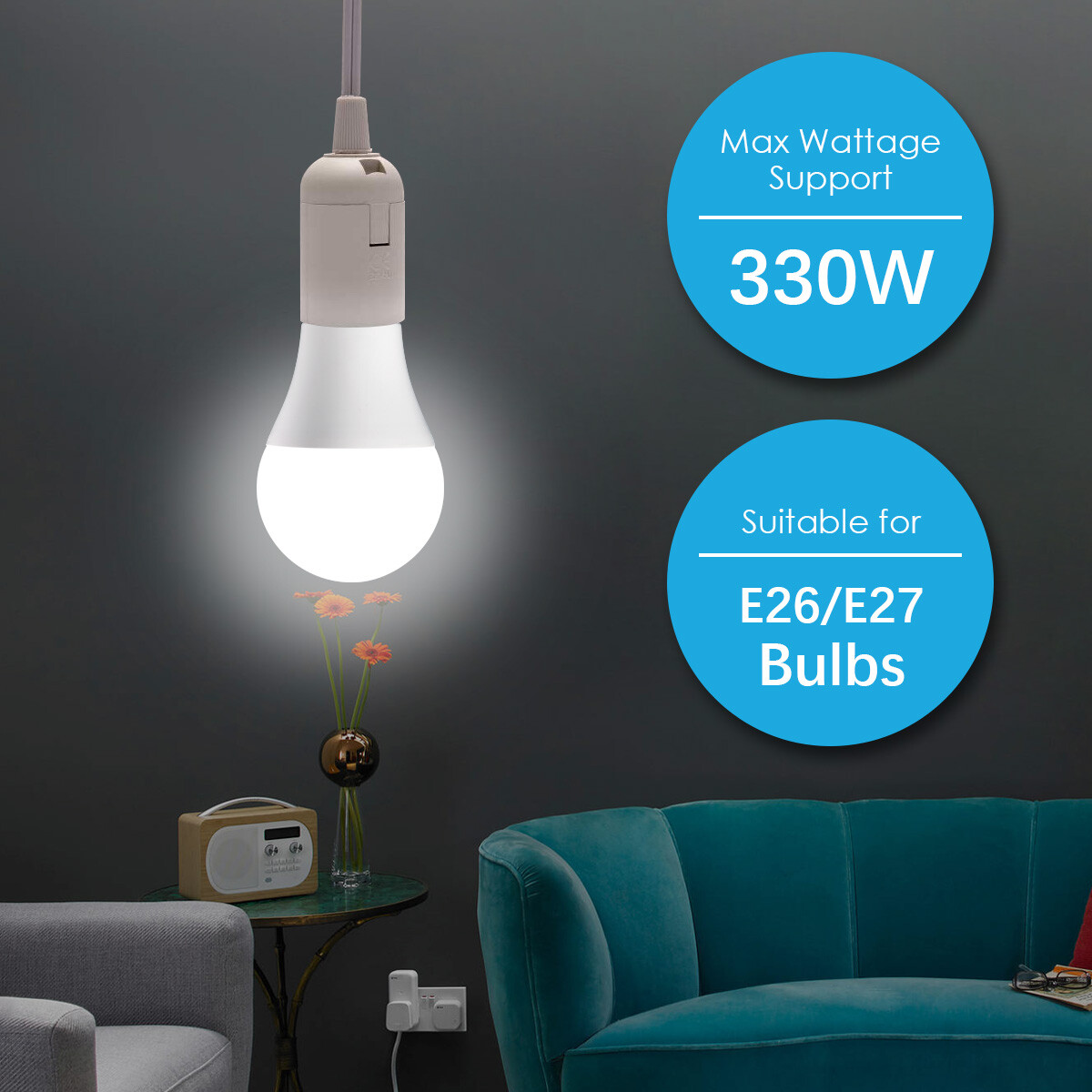 20 Feet Extension Hanging Lantern Pendant Light Lamp Cord Cable E26/E27 Socket gallery