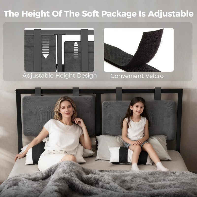 LUCKLIFE Floating Bed Frame Queen Size, with Adjustable Headboard and Smart L... gallery