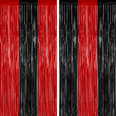 2 Pack Backdrop Curtains, 3.28 FT x 7.05 Black and Red 2 PCS,