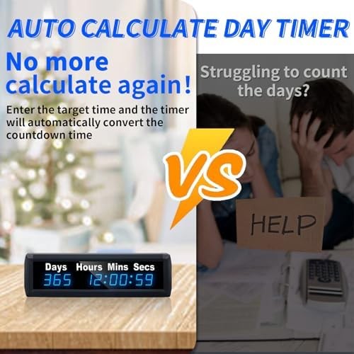 YZ Digital 999 Days Countdown Timer, Count Up/Count Down Clock with Remote, 12/2 gallery
