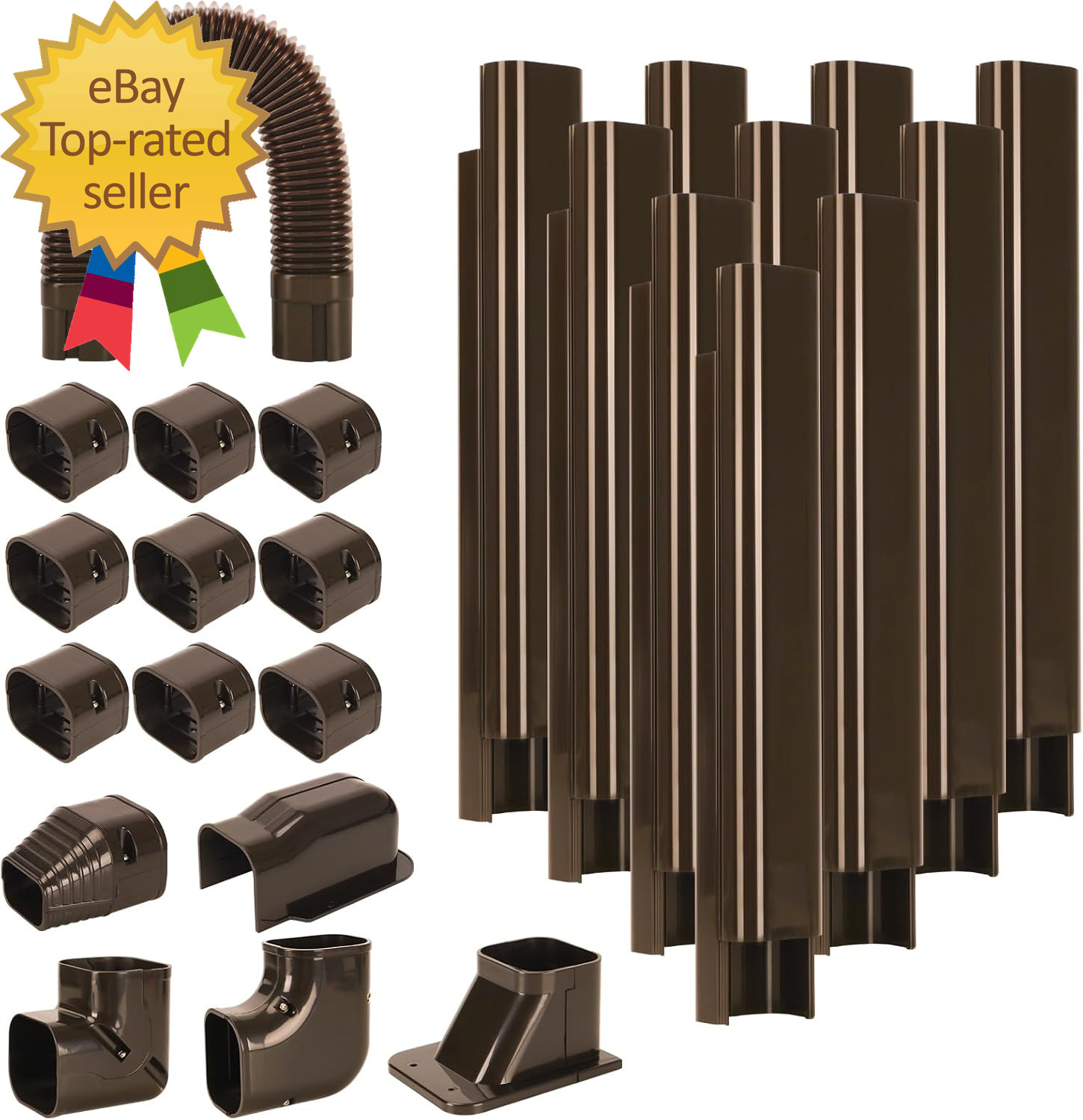 3" W 16.1 Ft Line Set Cover Kit for Mini Split Air Conditioner Brown Decorative gallery