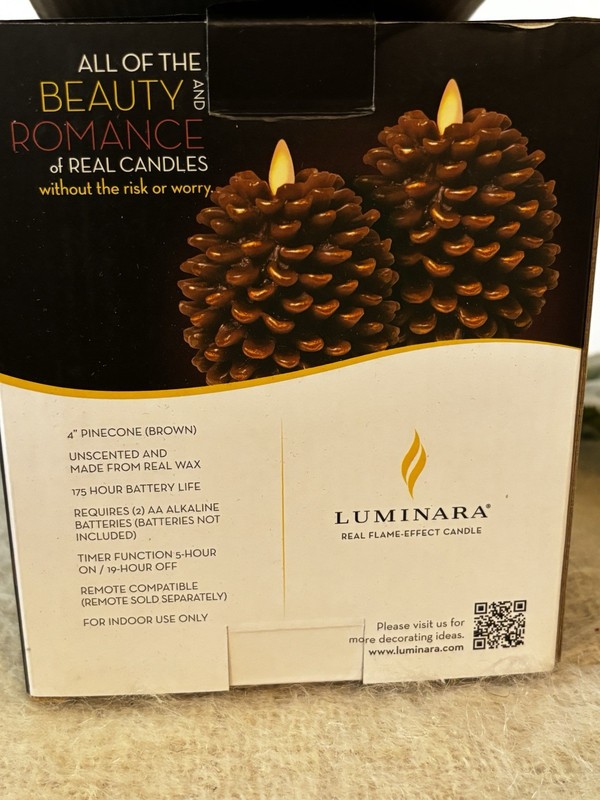 Luminara Real Flame Effect Candle 4” Brown Pinecone Unscented Indoor Only gallery