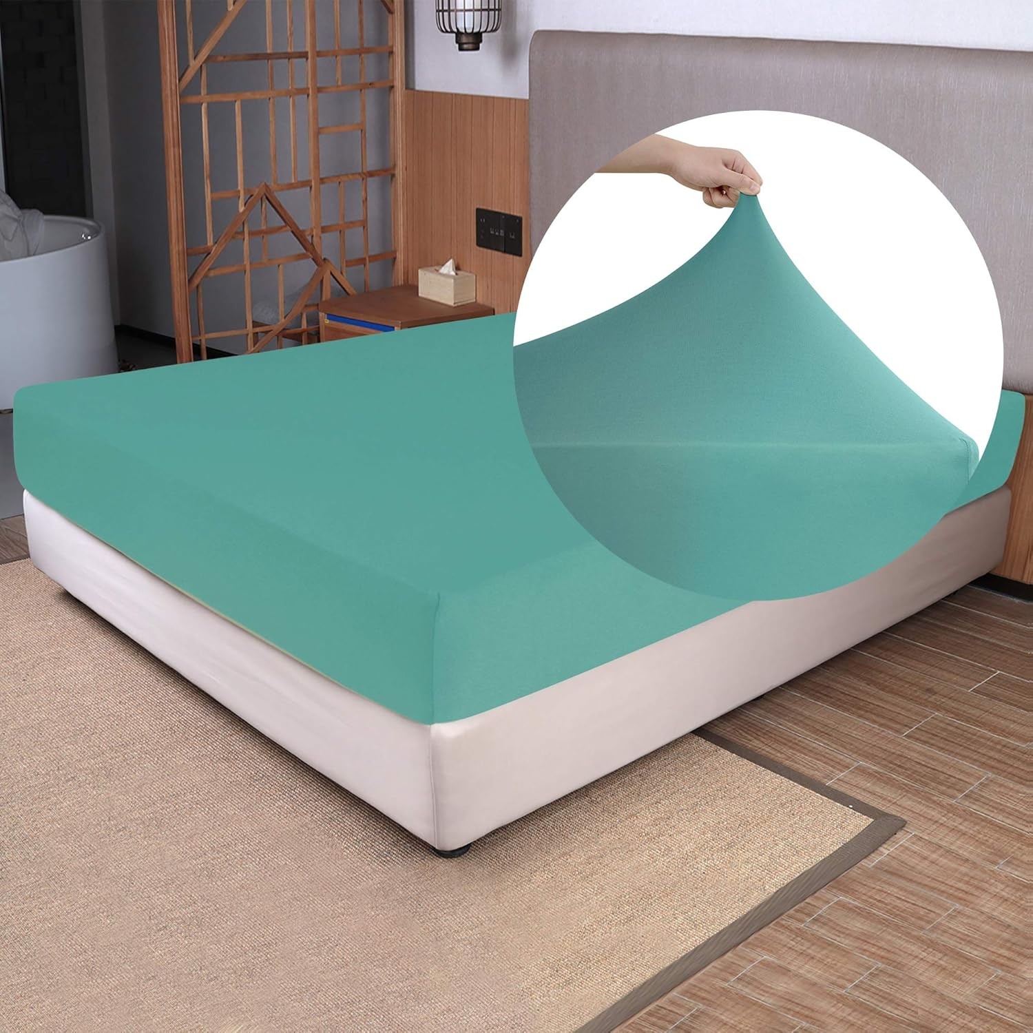 Soft Stretch Single Sheet - 4 Way Stretch Jersey, - Aqua, Single Sheet - Pull-On gallery