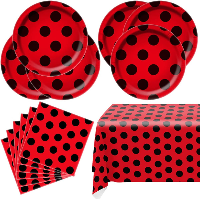 Ladybug Party Tableware Sets,20 Plates and 20 Napkins and Tablecloth87 '' X 52 ' gallery