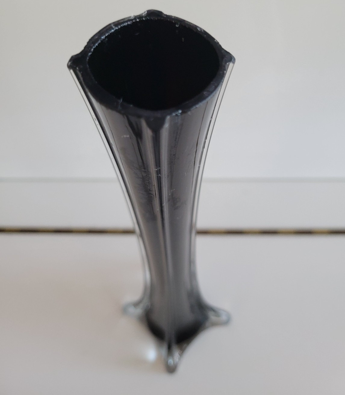 CLEAR AND BLACK GLASS EIFFEL TOWER DECORATIVE TABLE VASE 11.75 INCHES gallery