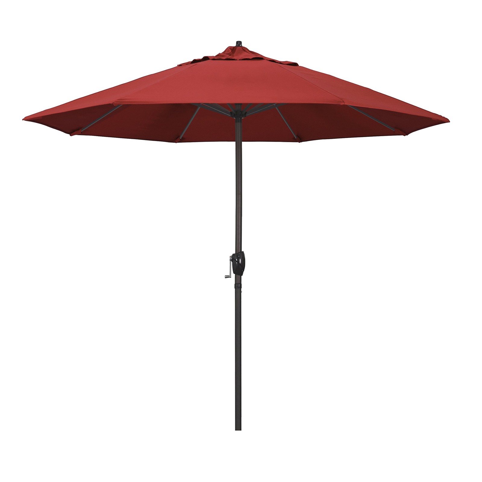 CALIFORNIA UMBRELLA 9' ROUND DECK POOL PATIO UMBRELLA CRANK LIFT - RED OLEFIN gallery