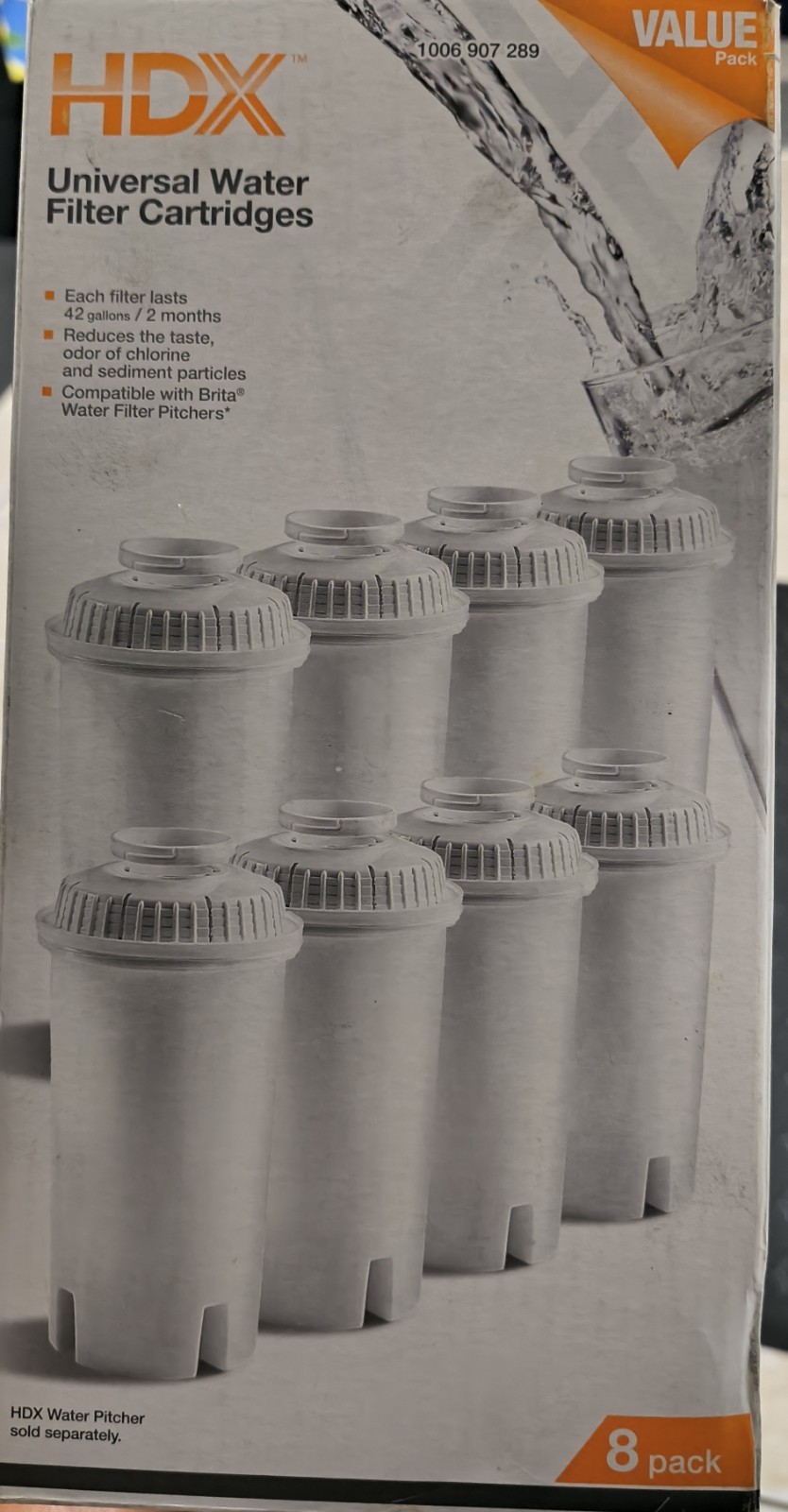 NEW HDX Water Pitcher Universal Replacment Water Filter Cartridges 8-Pack gallery