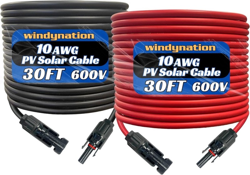 10 AWG Solar Panel Extension Cable 60 Feet - Listed and Weatherproof gallery