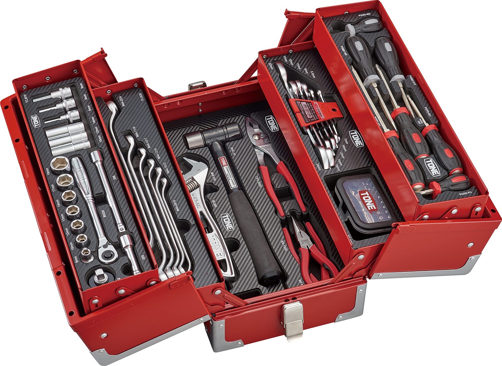 TONE Tool Set TSAT33022, 9.5mm 3/8" Drive, Red, 78 Pieces gallery
