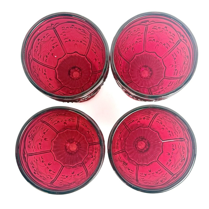 Fitz and Floyd Trestle Ruby Red Water Wine Goblets 12 Oz Set 4 Vintage Style gallery
