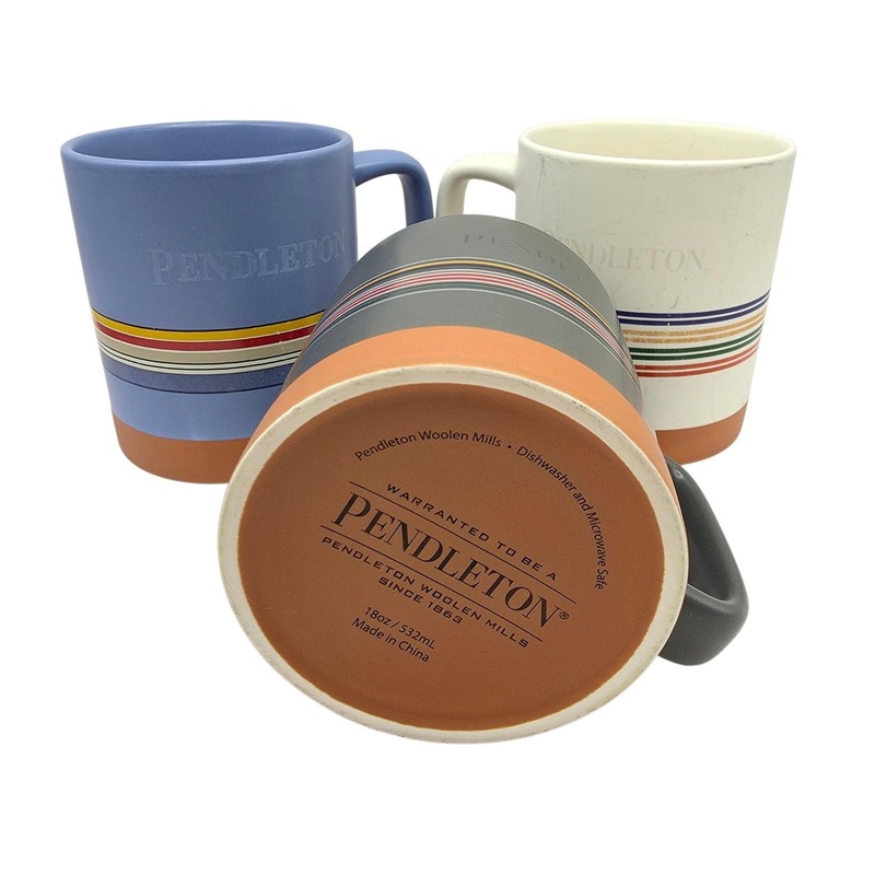 Pendleton Striped Stoneware Coffee Mugs Set Of 4 18 Oz Multicolor Terracotta gallery