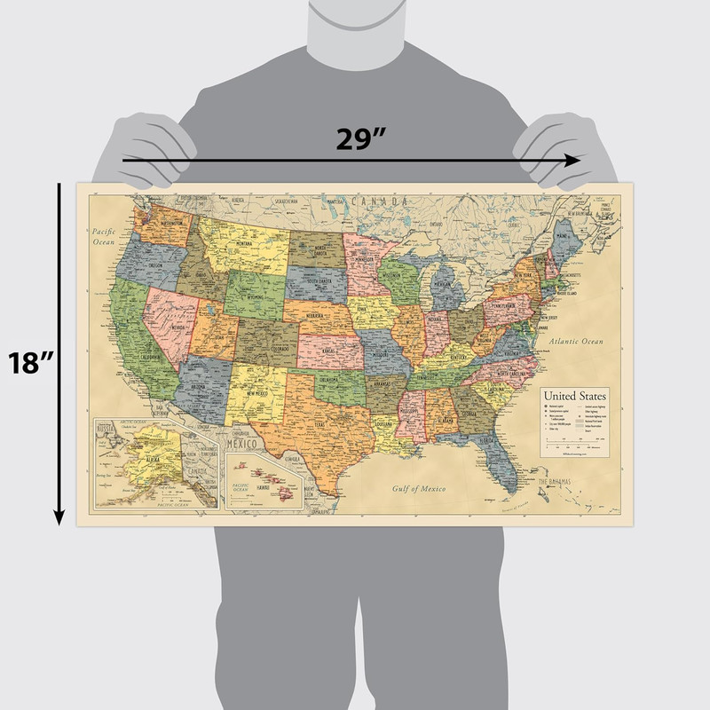 2 Pack - Laminated World Map & US Map Poster Set - Wall Chart Map of the World & gallery