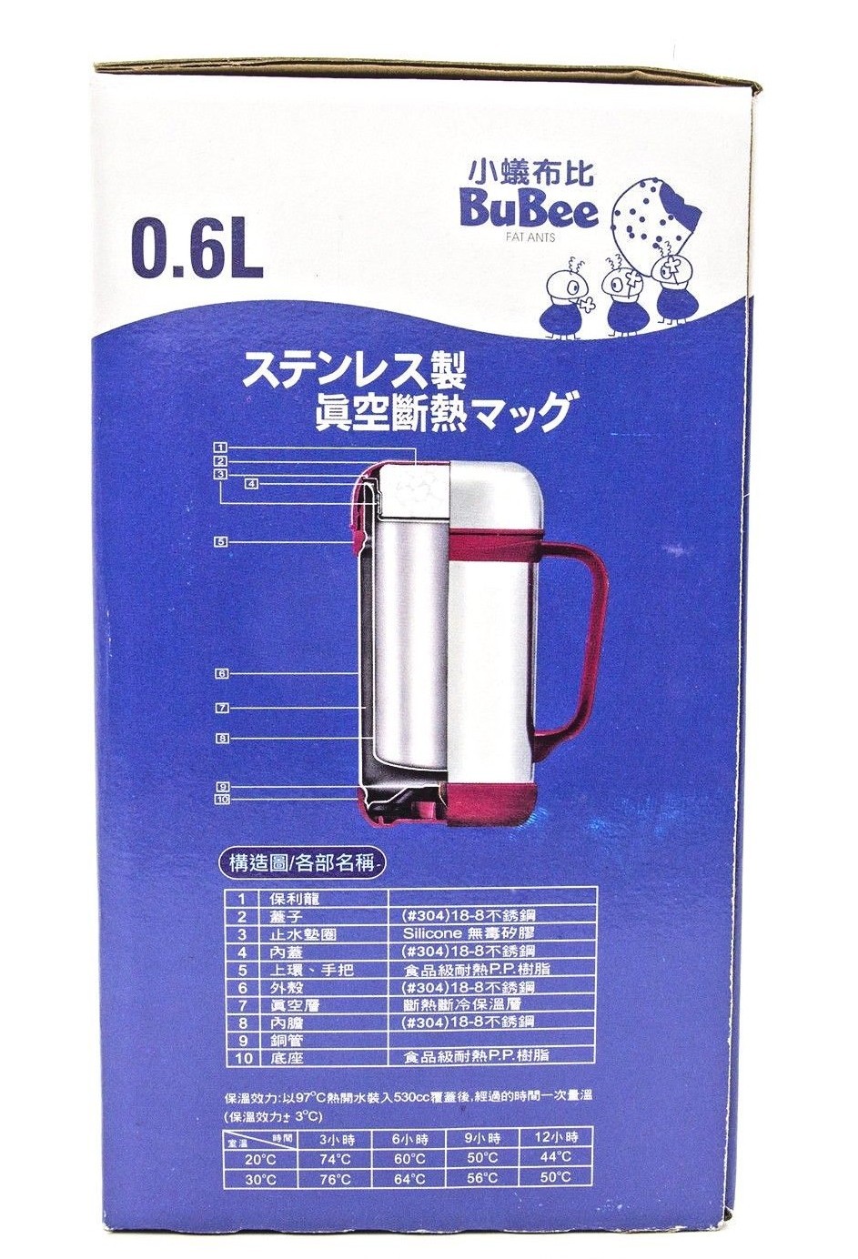 RED 600ML High Stainless Steel Thermal Vacuum 2 Layers Cup w Handle- BuBee Brand gallery