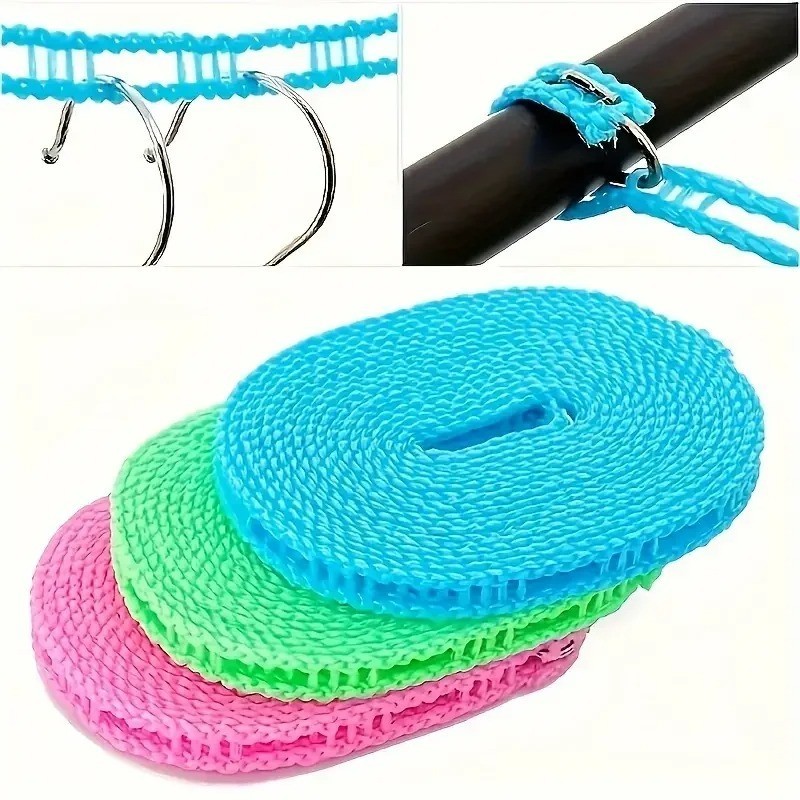 1 PCS Clotheslines 3m Portable Windproof Clothesline for Outdoor Indoor Home gallery