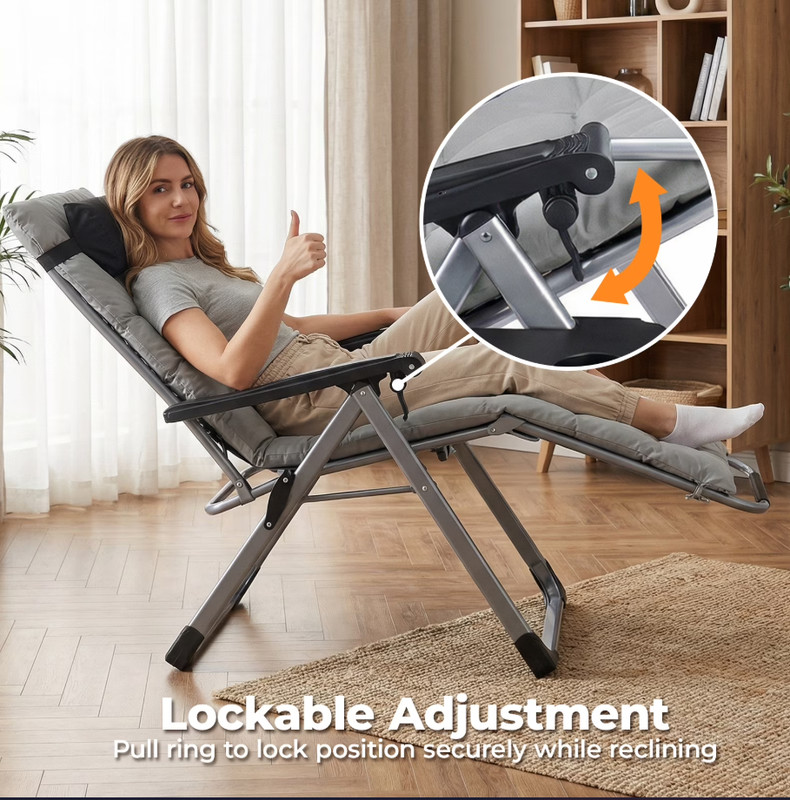 Zero Gravity Chair 440lbs Capacity Grey gallery