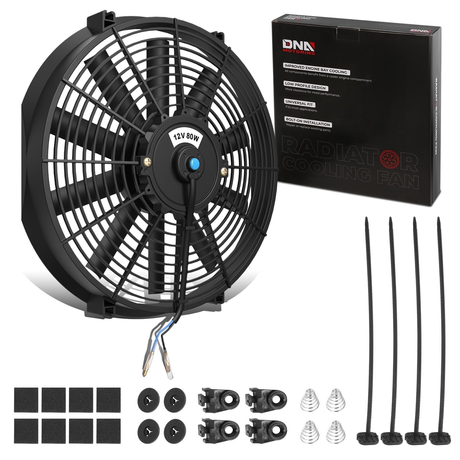 DNA MOTORING 14" High Performance Slim Electric Radiator Cooling Fan + Mount Kit gallery