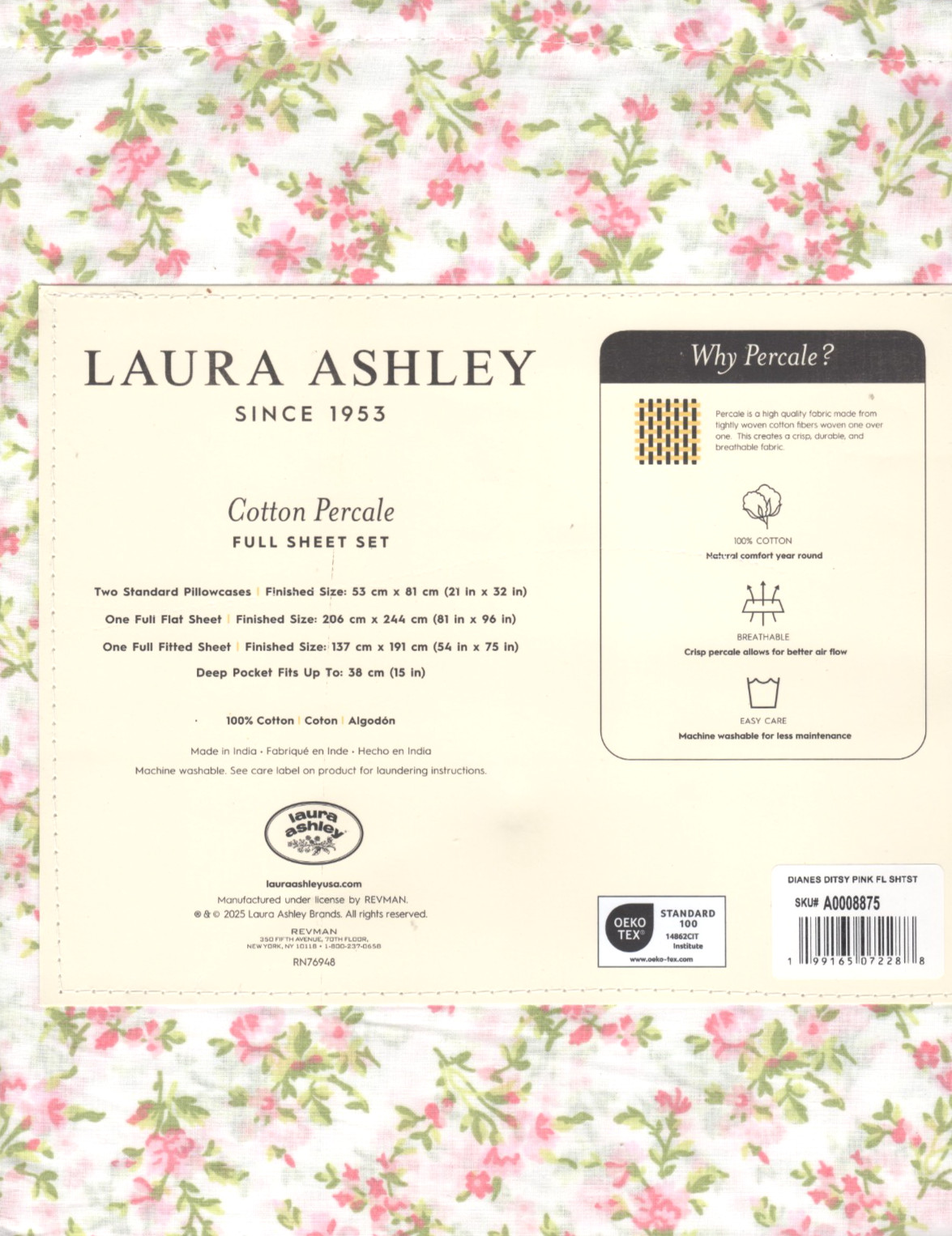 Laura Ashley Full Sheet Set Dianes Ditsy Pink Floral 4pc Cottage Farmhouse Chic gallery