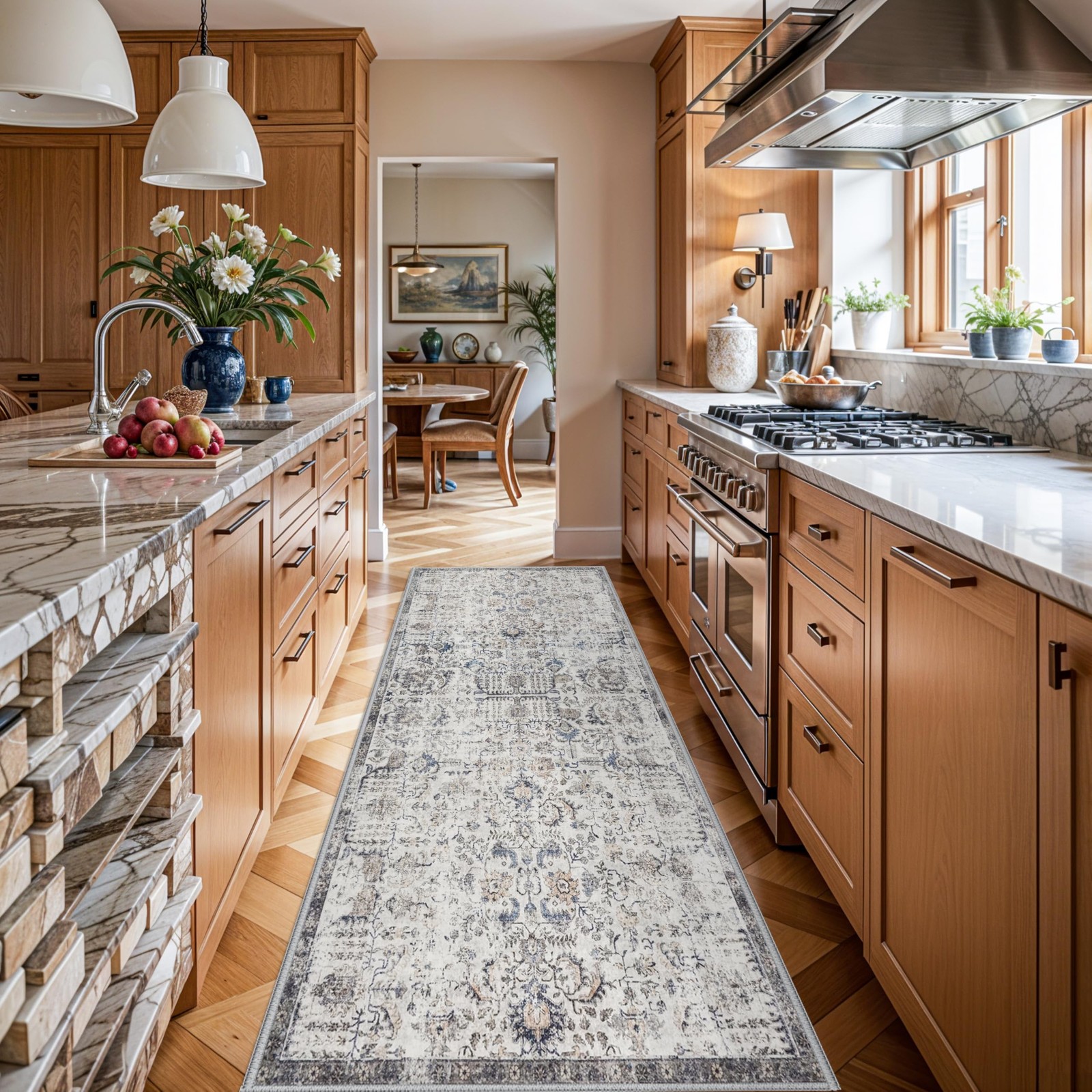 RUUGME Washable 4x8 Runner Rug - Wide Vintage Kitchen Rugs with Non Slip Back... gallery