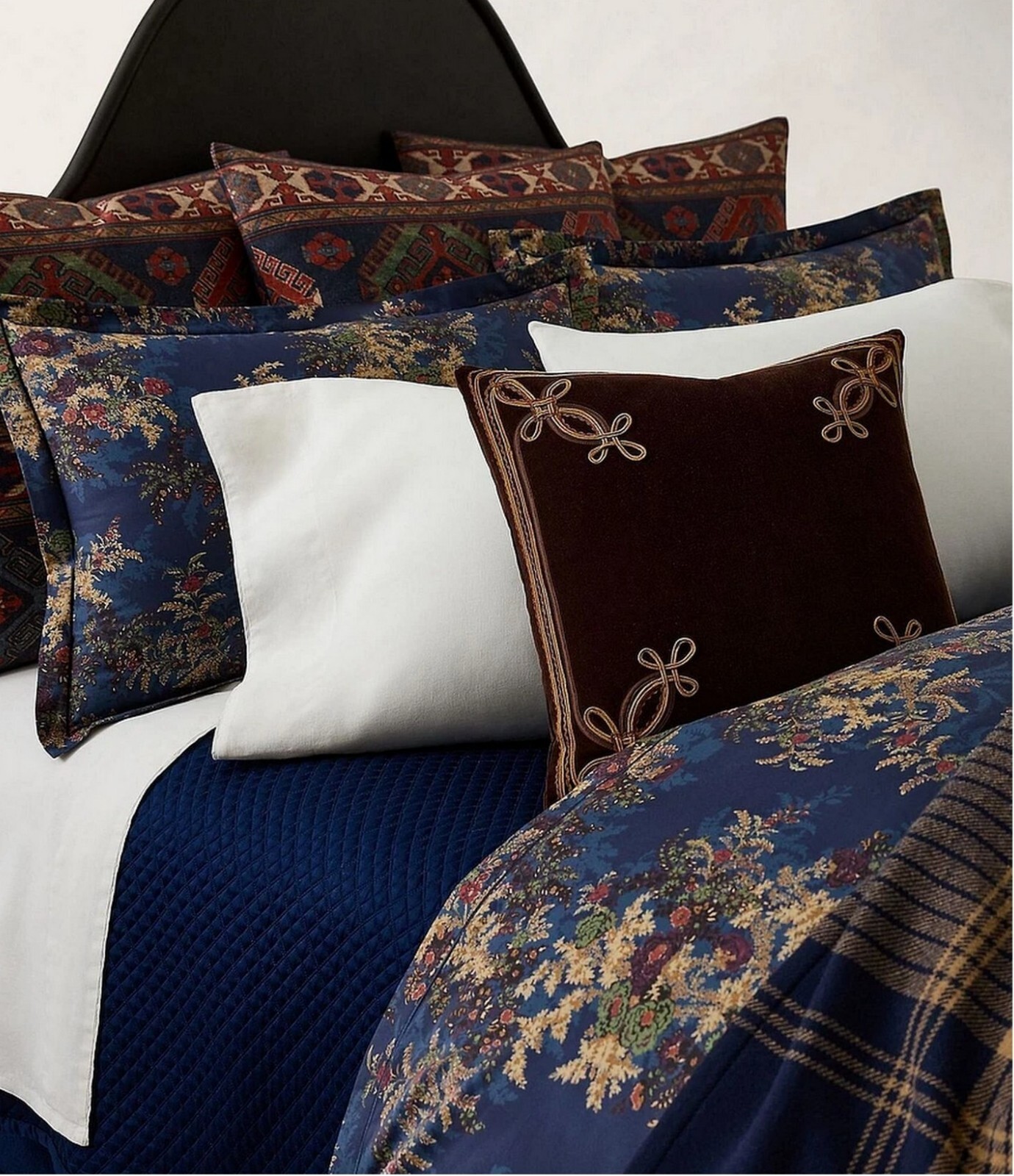 Ralph Lauren Ludlow Collection Creston Euro Sham Heavyweight Cotton Navy $215 gallery