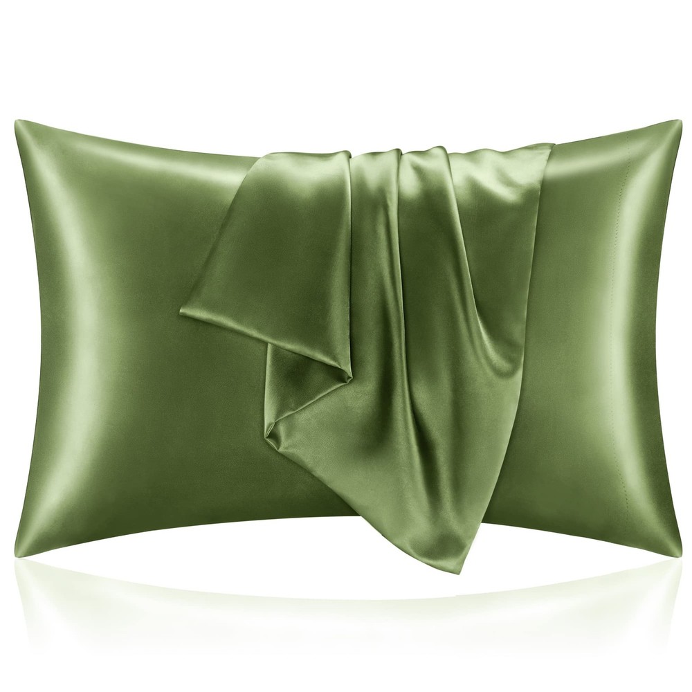 Silk Like Pillowcases 2 Pack, Envelope Closure, King Size 20x36, Green