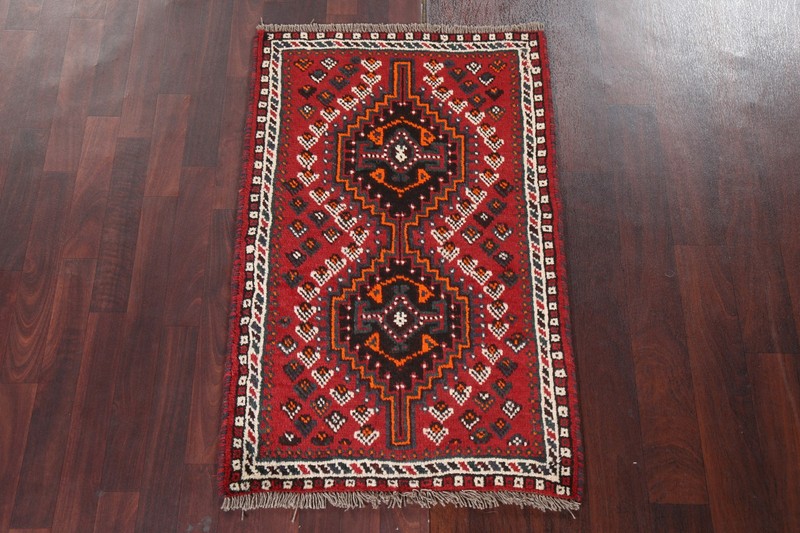Nomadic Geometric Red Handmade Wool Accent Rug 3x4 Tribal Traditional Foyer Rug gallery
