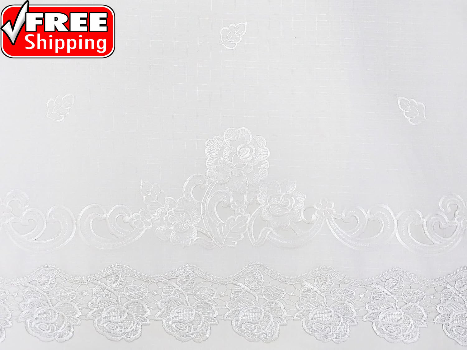 GOHD Lace Rosarium Kitchen Curtains, 3PCS Kitchen Curtains and Valances Set, Ele gallery
