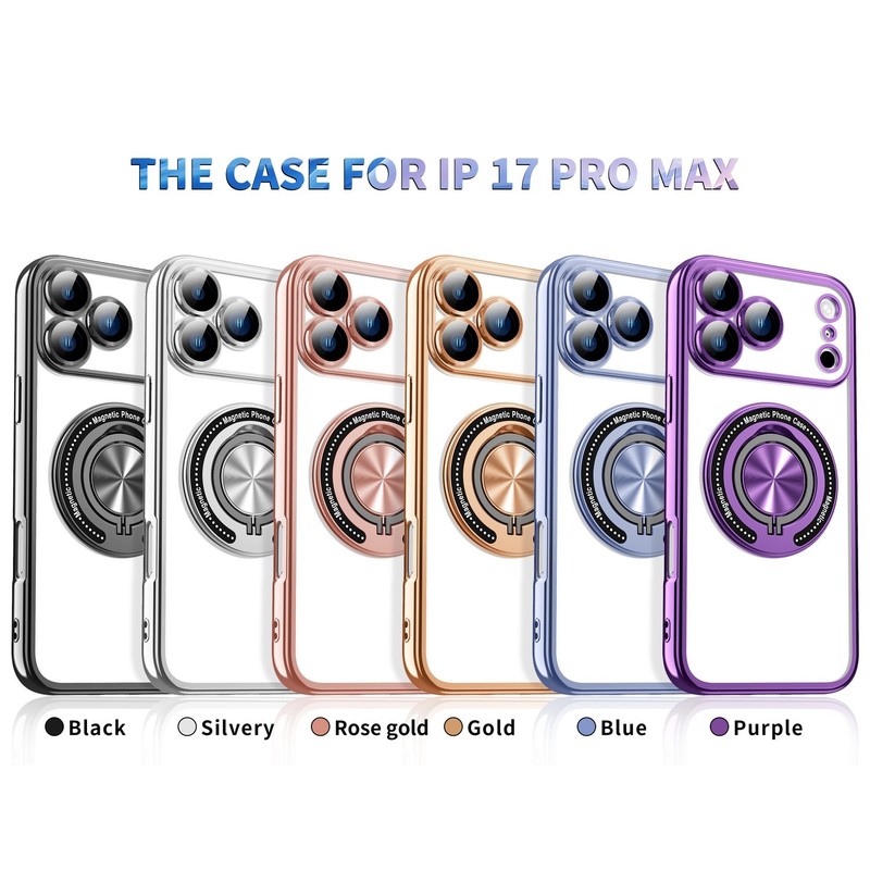 Magnetic TPU Case with Grip Ring Stand Cover for iPhone 11 14 15 16e 17 Pro Max gallery