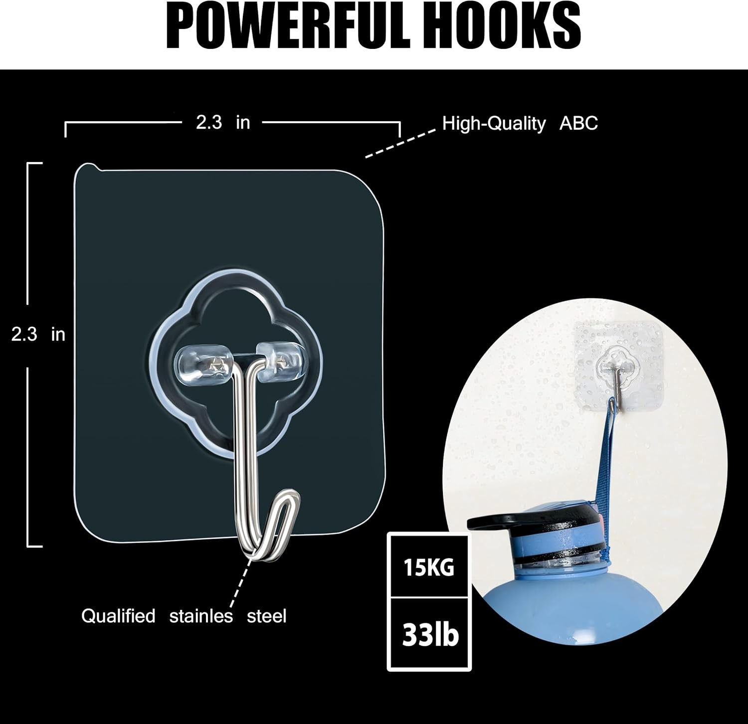 Adhesive Hooks, 32 Pack 33lb(Max) Sticky Hooks, Transparent Reusable Removable gallery