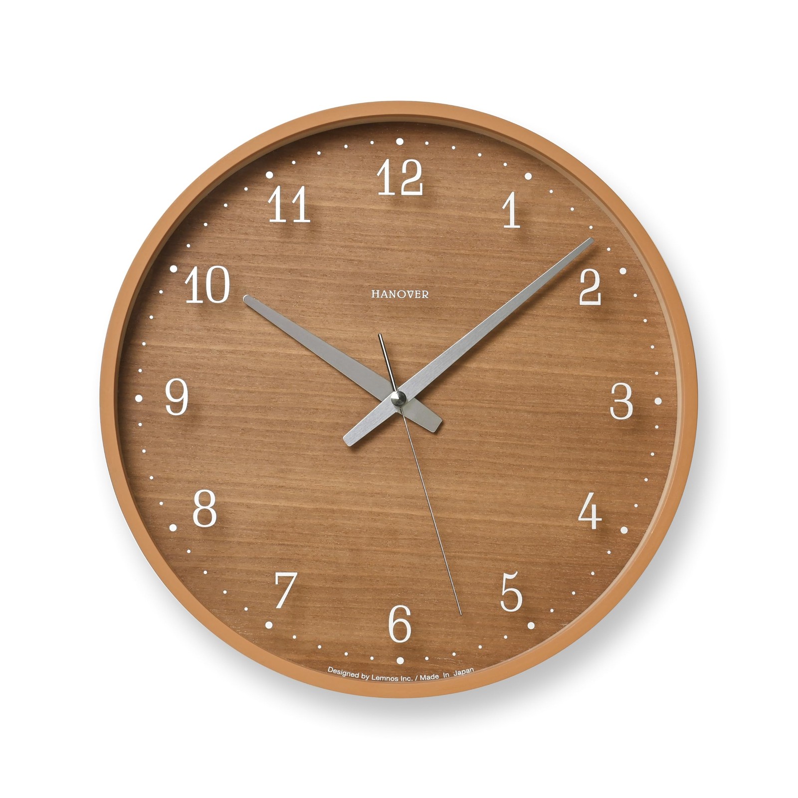 Lemnos Radio-Controlled Analog Clock, Natural Wood Fabric, Medium Brown, PC25-12 gallery