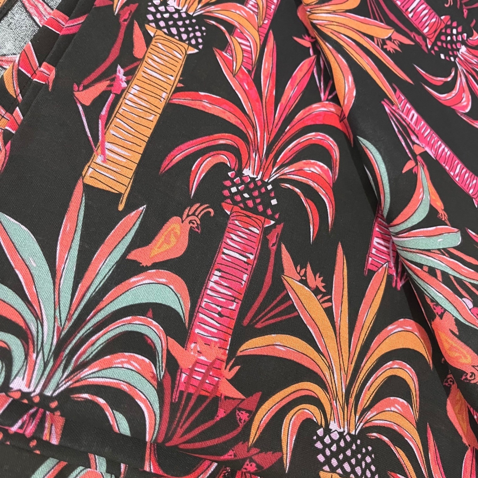 Opalhouse Jungalow Tropical Palm Tree Bird Fringe Throw Blanket Black Pink Boho gallery