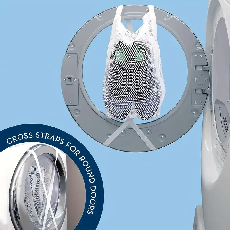 Large Laundry Mesh Sneaker Shoe Wash & Dry Zip Bag, Washer-Dryer Door Straps gallery